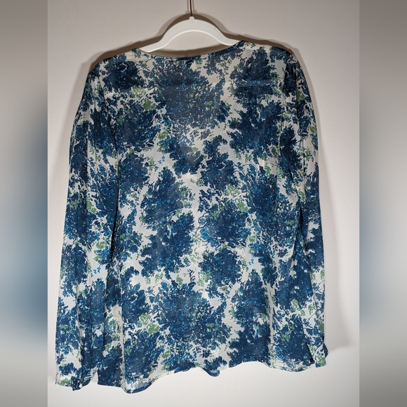 Joie Blue/Green Silk Floral Top - Picture 5 of 6